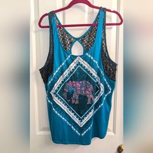 Size 2 Maurices Elephant Turquoise Lace Tank